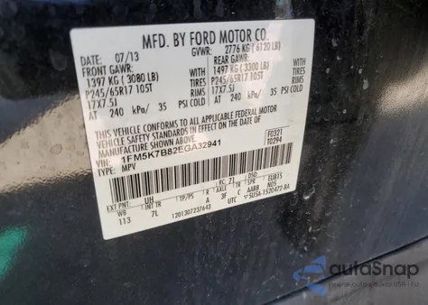 2014 Ford Explorer z USA, uszkodzony, nr VIN 1FM5K7B82EGA32941